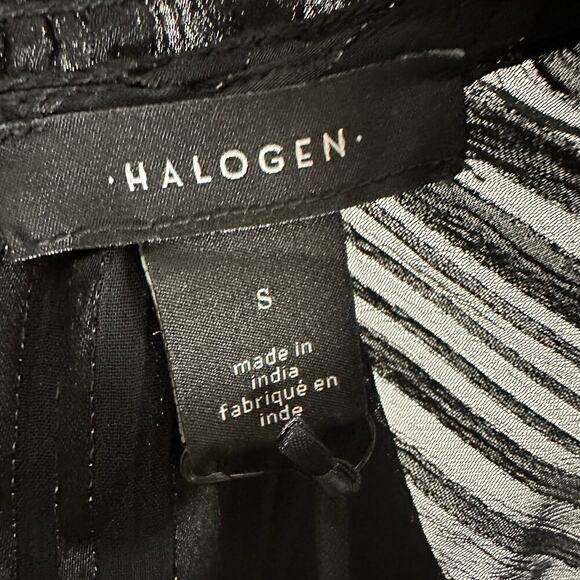 Halogen Metallic Smocked Waist Long Sleeve Jumpsuit Size Small - Picture 4 of 11